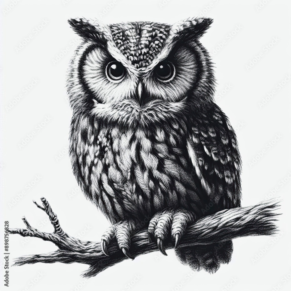 Naklejka premium owl pencil drawing