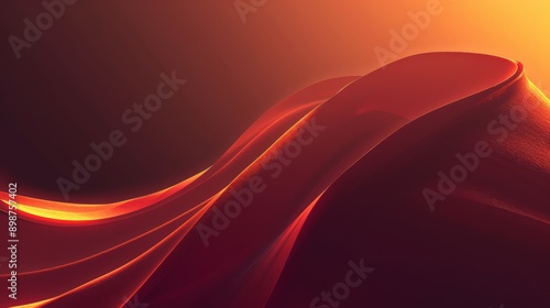 Vibrant red and orange abstract background with flowing wavy shapes evoking depth and motion