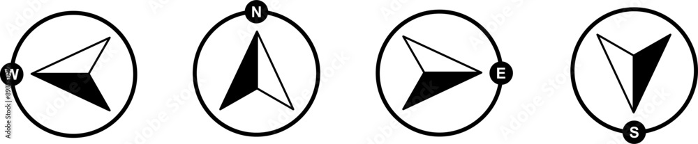 Compass icon. West, north, east, south arrow direction symbol. Sign navigation vector. White Background. Vector Illustration Compass icon. West, north, east, south arrow direction symbol. Sign navigation vector. White Background. Vector Illustration