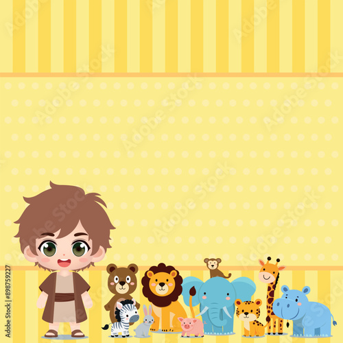 Cute Noah's Ark Animals Vector Invitation