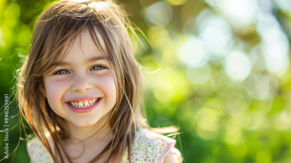Adorable young girl with gap-toothed smile outdoors Adorable young girl with gap-toothed smile outdoors