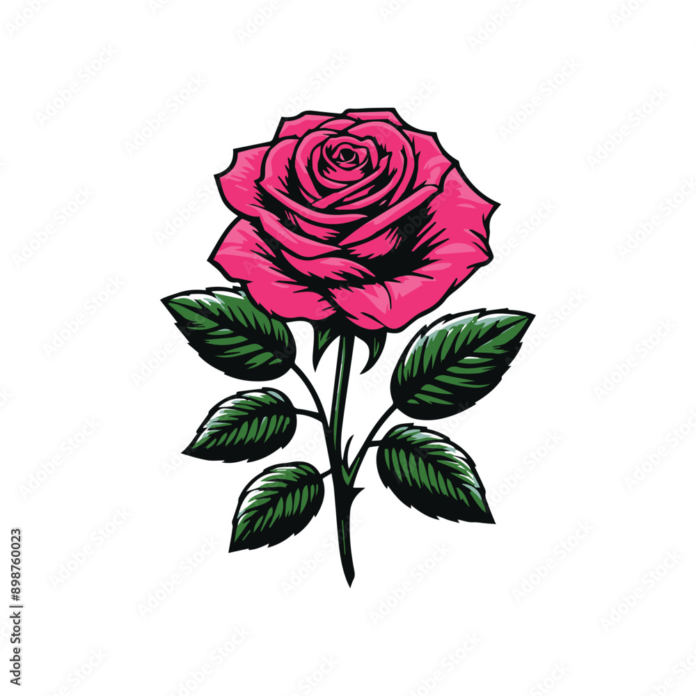 Coloured rose flower illustration artwork Coloured rose flower illustration artwork
