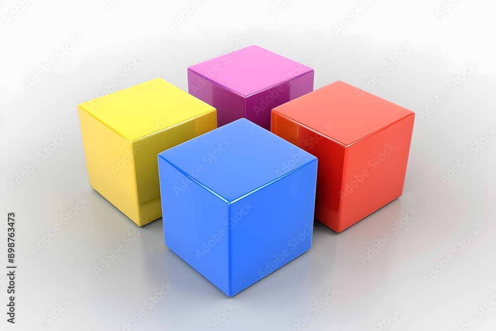 Four Colorful Cubes Abstract Background Four Colorful Cubes Abstract Background
