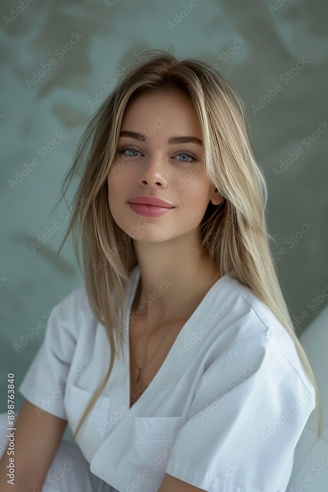 Ultra-sharp photo depicting a woman in a light-colored bathroom applying natural organic cosmetics Ultra-sharp photo depicting a woman in a light-colored bathroom applying natural organic cosmetics