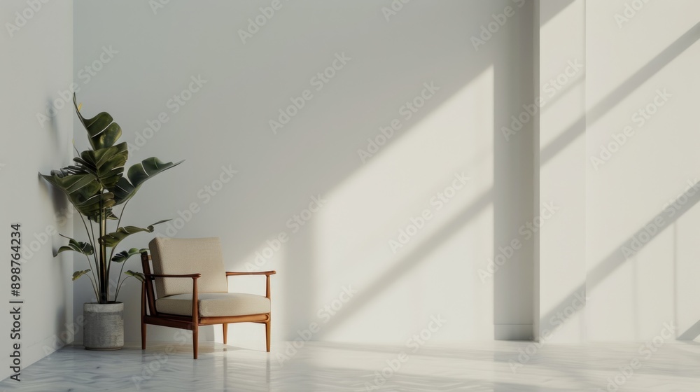 Fototapeta premium Minimalist Living Room with Sunlight Streaming in