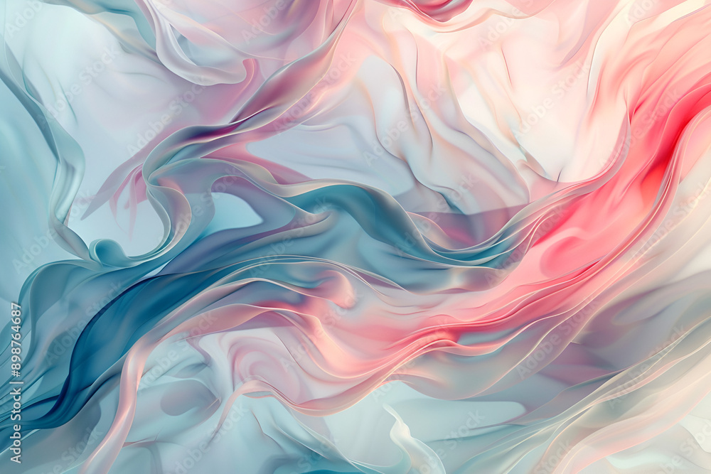 Abstract fluid art with pink, blue, and white hues resembling marble or silk texture. Abstract fluid art with pink, blue, and white hues resembling marble or silk texture.