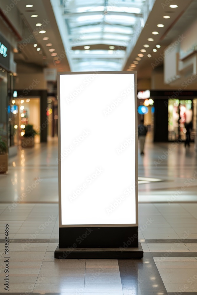 Ultra-sharp photo depicting a poster stand placed in a shopping center, restaurant Ultra-sharp photo depicting a poster stand placed in a shopping center, restaurant