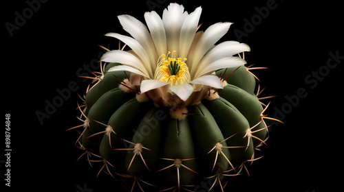 Flor de Thelocactus macdowellii em preto. photo