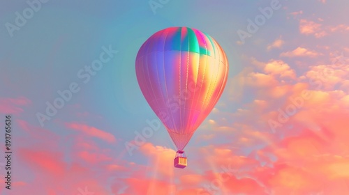 Hot Air Balloon Soaring Through a Pastel Sky