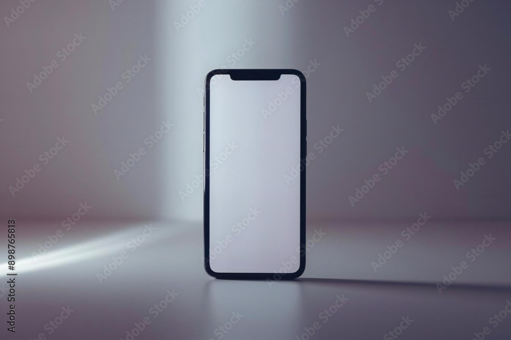 Sleek Minimalistic Workspace with Edge-to-Edge Blank Screen Smartphone on White Background, Perfect for Customizing Content. Sleek Minimalistic Workspace with Edge-to-Edge Blank Screen Smartphone on White Background, Perfect for Customizing Content.