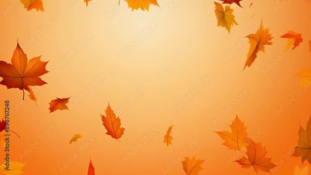Realistic falling autumn leaves 4K animation video with a soft pastel fall orange background. Use it for your project presentation, or to provide a beautiful relaxing environment. Abstract nature Realistic falling autumn leaves 4K animation video with a soft pastel fall orange background. Use it for your project presentation, or to provide a beautiful relaxing environment. Abstract nature