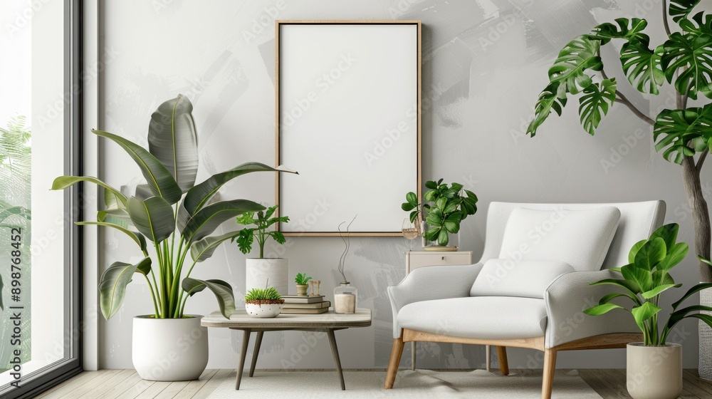 Minimalist Interior Design with Plants and a White Chair Minimalist Interior Design with Plants and a White Chair
