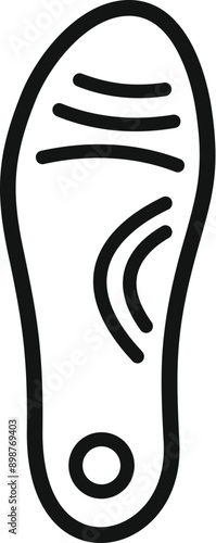 Simple line icon of an orthopedic insole, promoting foot health and comfort