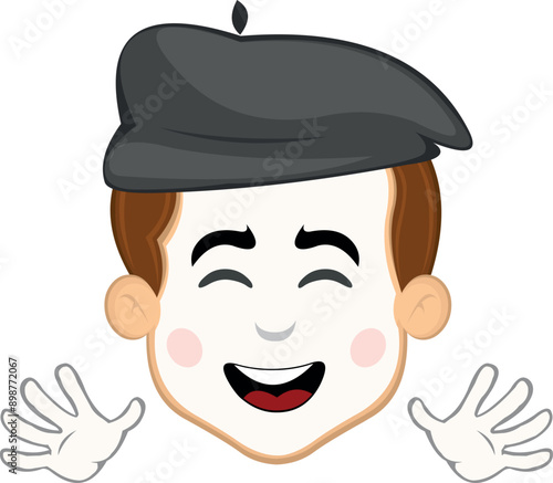 Adobe Illustrator Artworkvector illustration face character of street artist mime cartoon, with waving hands gesture