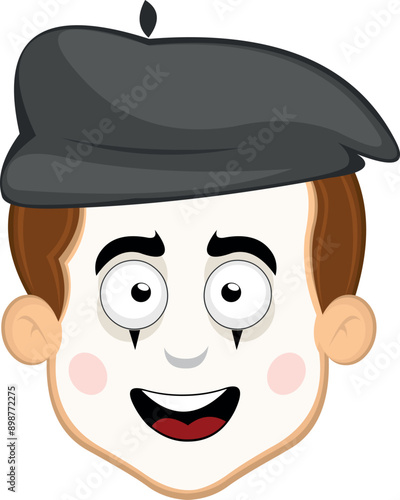 vector illustration face character of street artist mime cartoon with a cheerful and smiling expression