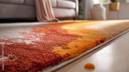 Illustration of a stained carpet magically transforming into cleanest carpet