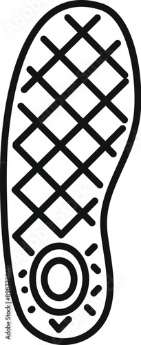 Line art icon of an insole emphasizing its features for enhanced comfort and support