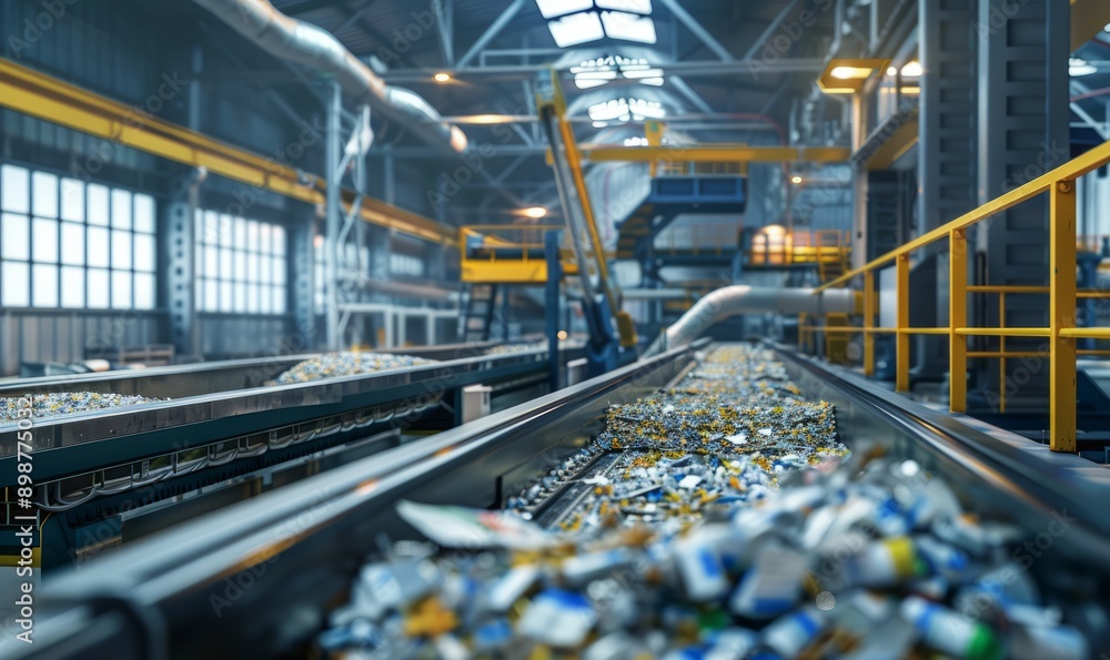 Fototapeta premium High-tech recycling center with automated sorting systems