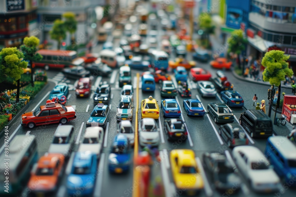 top view traffic jam of cars on city access on rush hour top view traffic jam of cars on city access on rush hour