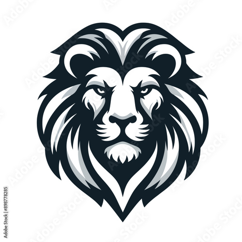 Black and white Lion head vector illustration photo