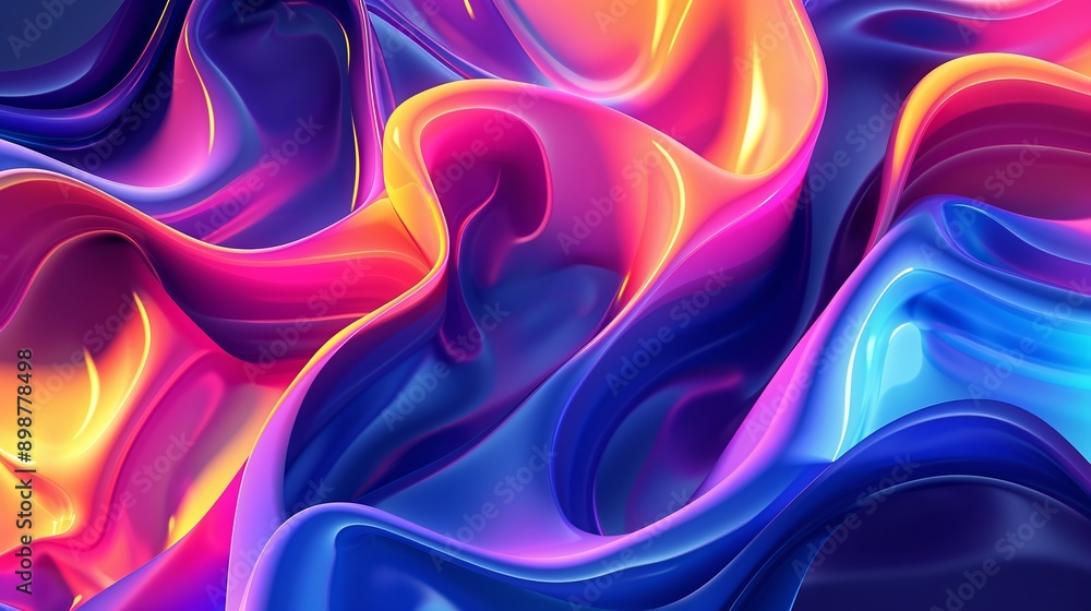 Obraz premium Modern and vibrant design featuring colorful wavy shapes in an abstract background