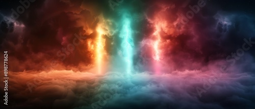 Wallpaper Mural A cross floats in the midst of a sky filled with clouds, framed by a rainbow arching out from beneath Torontodigital.ca