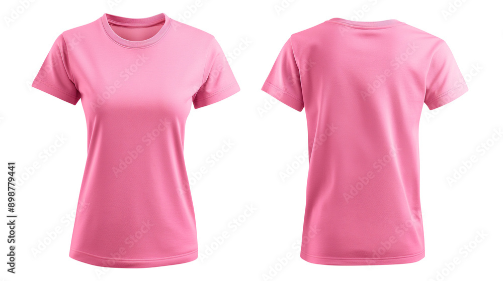Pink blank t shirt template from two sides isolated on transparent white background, clipping path Pink blank t shirt template from two sides isolated on transparent white background, clipping path