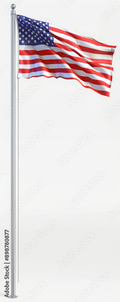 Fototapeta premium An upside down hanging American flag - code for some conservative Americans for rigged election / stolen election. Isolated on transparent background 