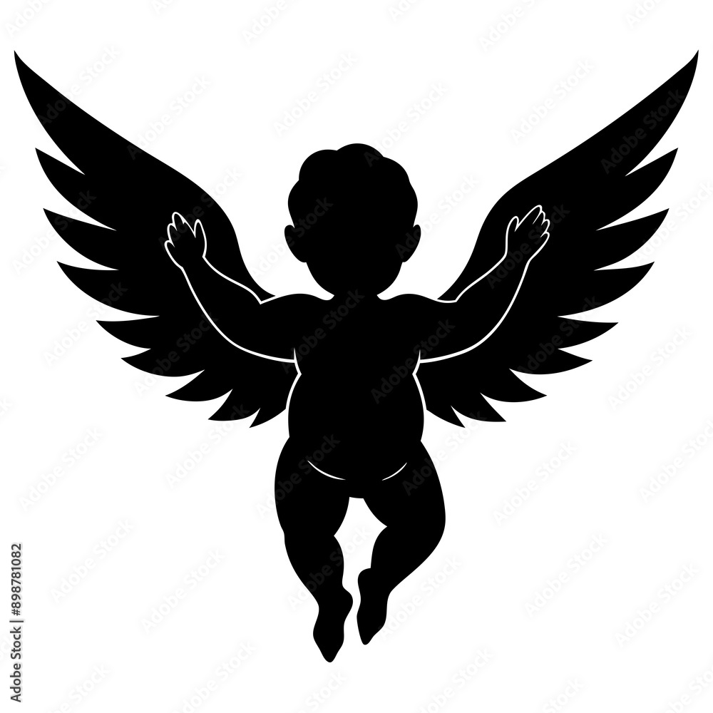 Baby angel silhouette vector illustration Baby angel silhouette vector illustration