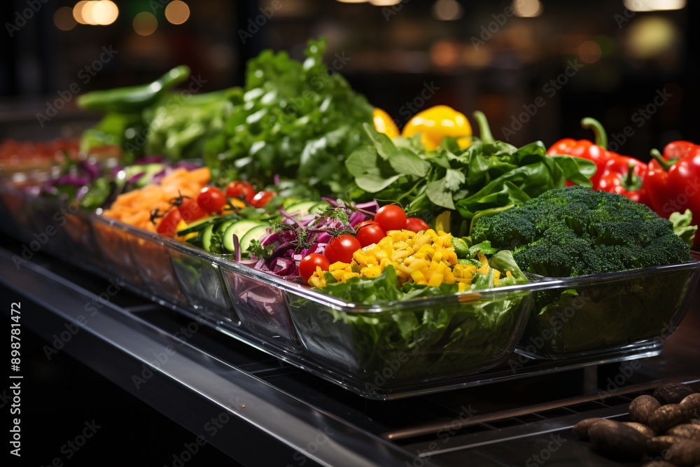 Fresh vegetables in a salad bar at a restaurant. Selective focus Fresh vegetables in a salad bar at a restaurant. Selective focus
