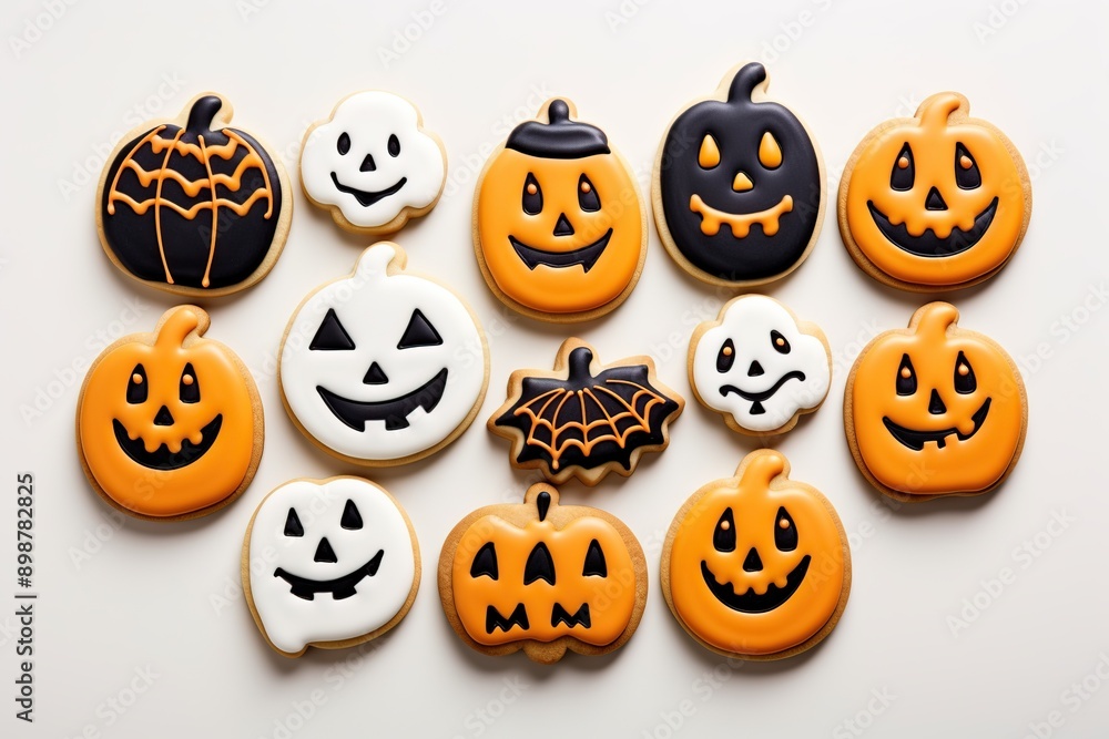 Obraz premium Halloween gingerbread cookies on white background
