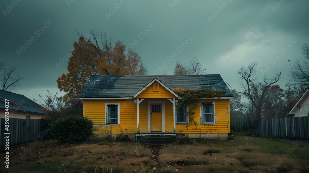 Yellow House in a Cloudy Day Yellow House in a Cloudy Day