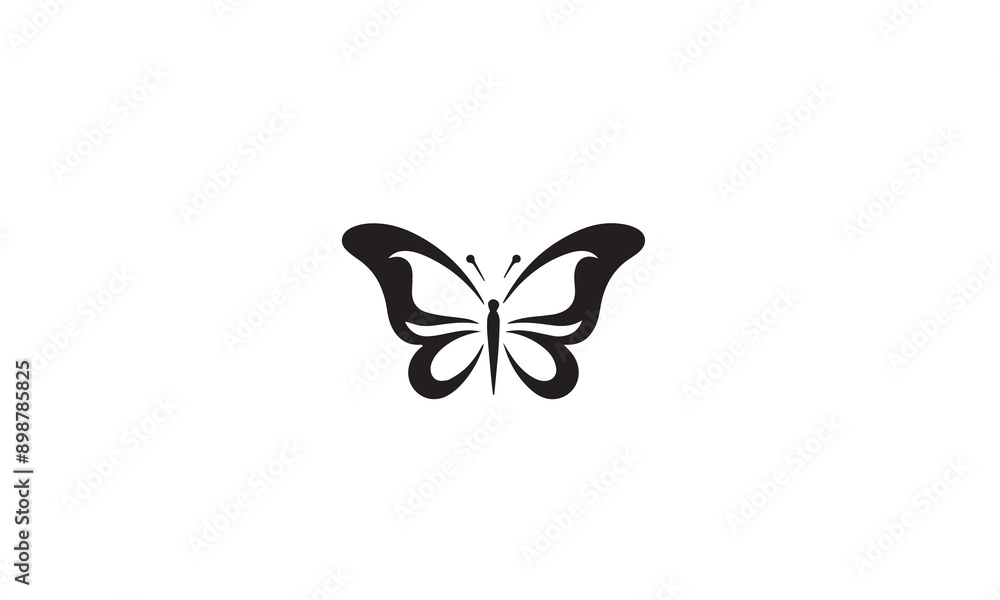 fly butterfly logo black simple line art on white background fly butterfly logo black simple line art on white background