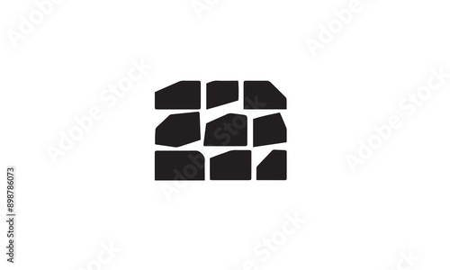 brick stone gravel wall building black logo vector icon illustration design on white background
