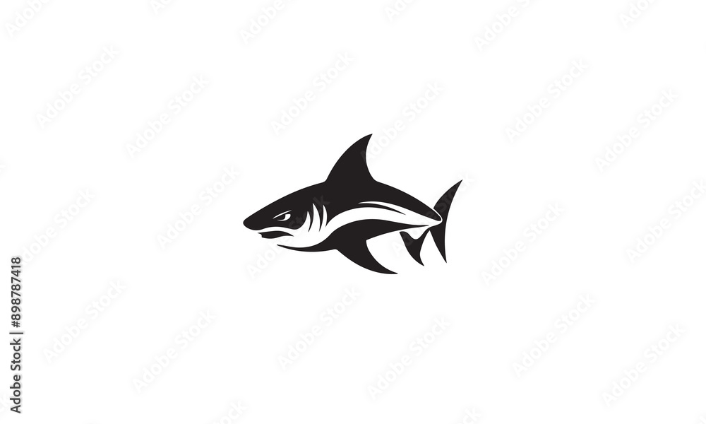 sea shark logo design black simple flat icon on white background sea shark logo design black simple flat icon on white background