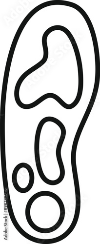 Line drawing of an orthopedic insole showing the different support zones