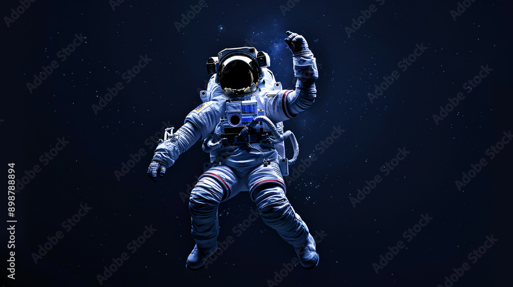 A funny dancing astronaut in a space suit on a black background, representing humor and entertainment. A funny dancing astronaut in a space suit on a black background, representing humor and entertainment.