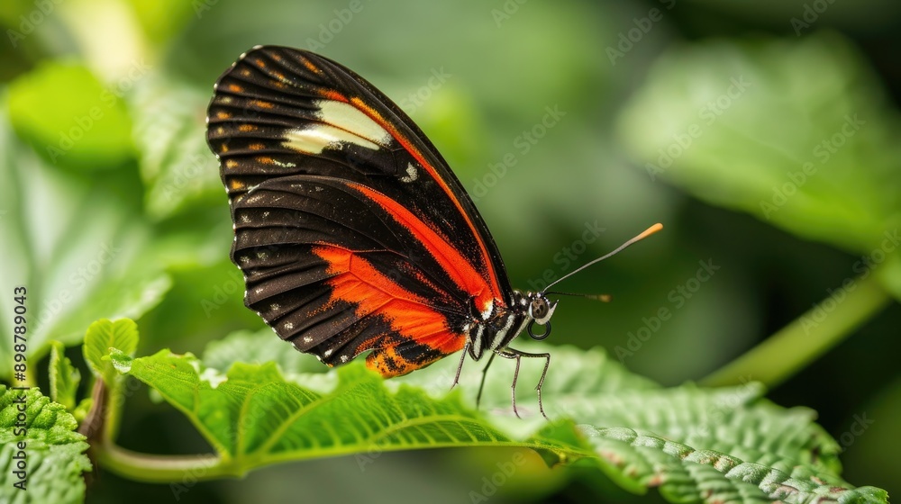 Close Up of Butterfly Resting on Leaf Close Up of Butterfly Resting on Leaf