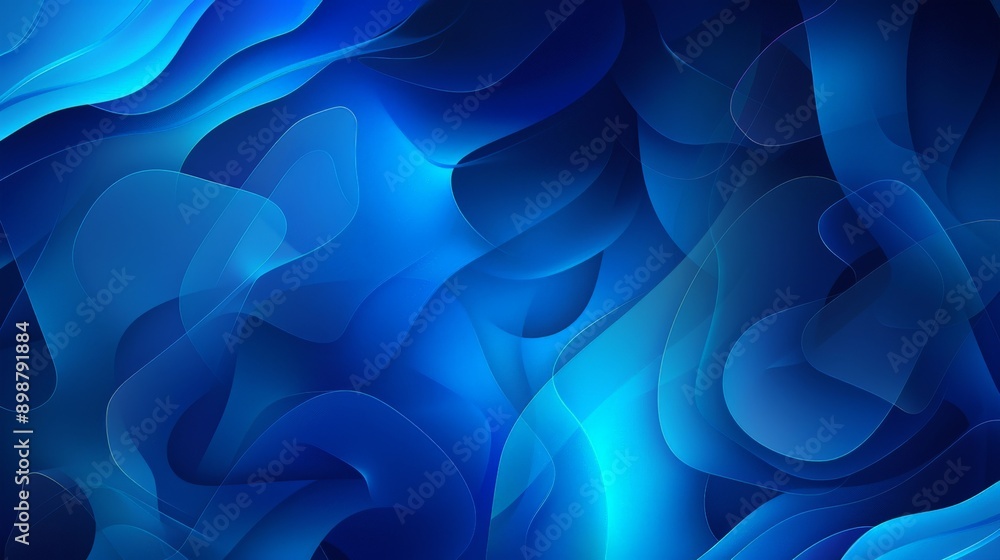 Abstract blue background with wavy shapes flowing, creating a sense of movement and depth Abstract blue background with wavy shapes flowing, creating a sense of movement and depth