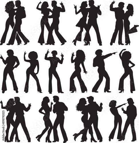 Retro Dancers Silhouette Vector Collection