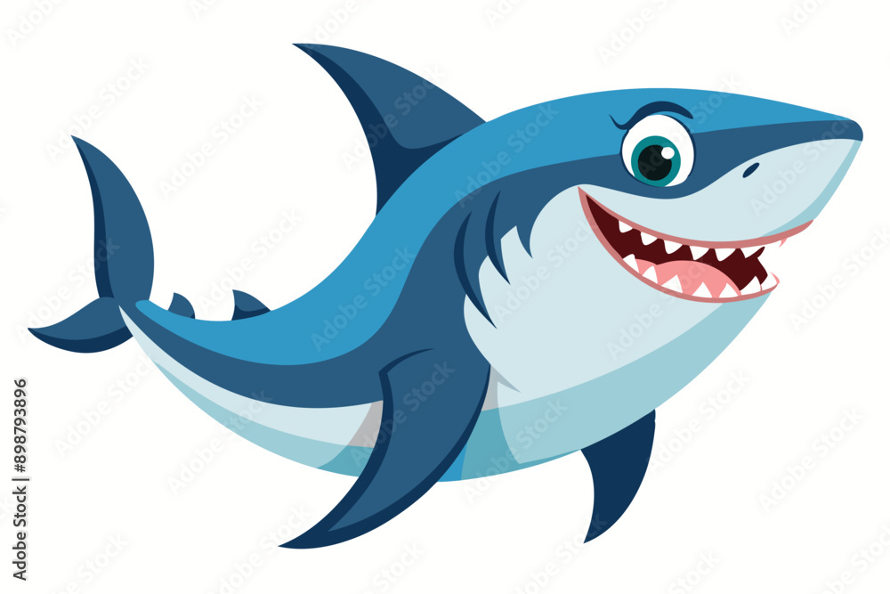 Funny Shark Vector Illustration, Cartoons, Clipart, and Line Art Design on White Background, Cute and funny shark illustration in vector, cartoon, clipart, and line art design on white background.