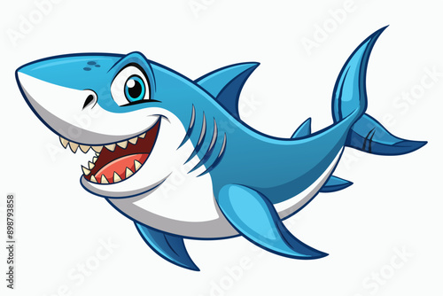 Funny Shark Vector Illustration, Cartoons, Clipart, and Line Art Design on White Background, Cute and funny shark illustration in vector, cartoon, clipart, and line art design on white background.