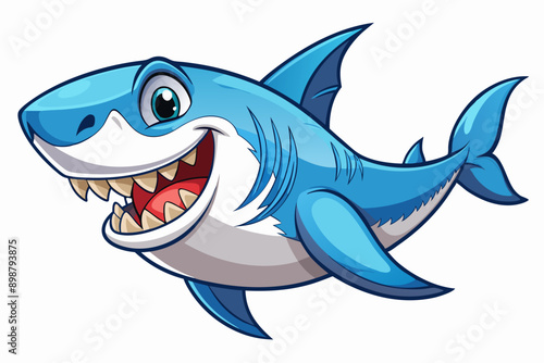 Funny Shark Vector Illustration, Cartoons, Clipart, and Line Art Design on White Background, Cute and funny shark illustration in vector, cartoon, clipart, and line art design on white background.