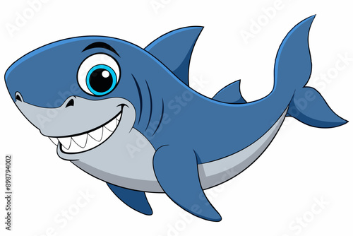 Funny Shark Vector Illustration, Cartoons, Clipart, and Line Art Design on White Background, Cute and funny shark illustration in vector, cartoon, clipart, and line art design on white background.