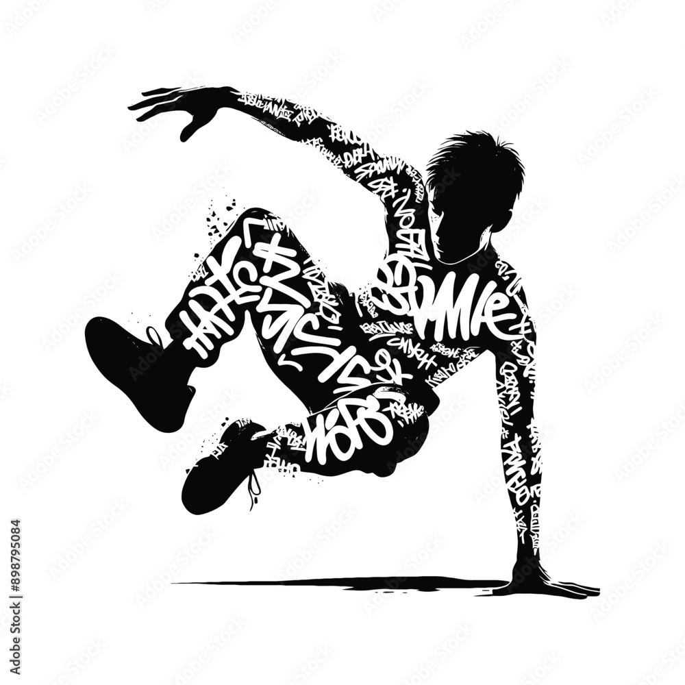 custom made wallpaper toronto digitalParkour  male player in graffiti tags, street art pattern illustration, emblem shield badge