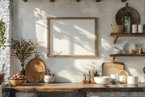 Boho chic kitchen bohemian textiles with empty frame