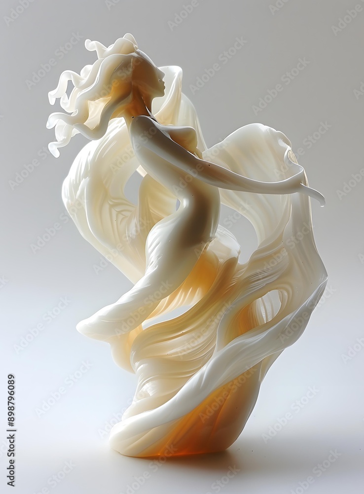 White Abstract Sculpture Of A Woman With Flowing Hair White Abstract Sculpture Of A Woman With Flowing Hair