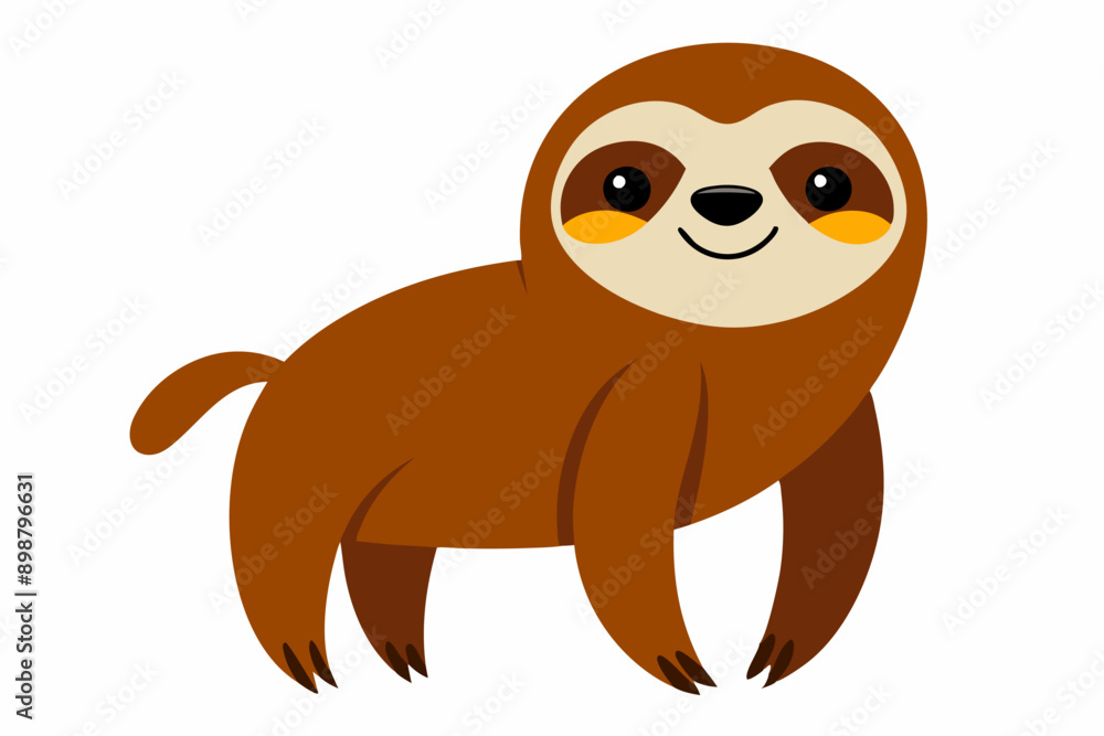 Obraz premium Funny Sloth Vector Illustration Cartoon Clipart Line Art Design, Funny sloth illustration with white background, perfect for vector, cartoon, clipart, and line art designs
