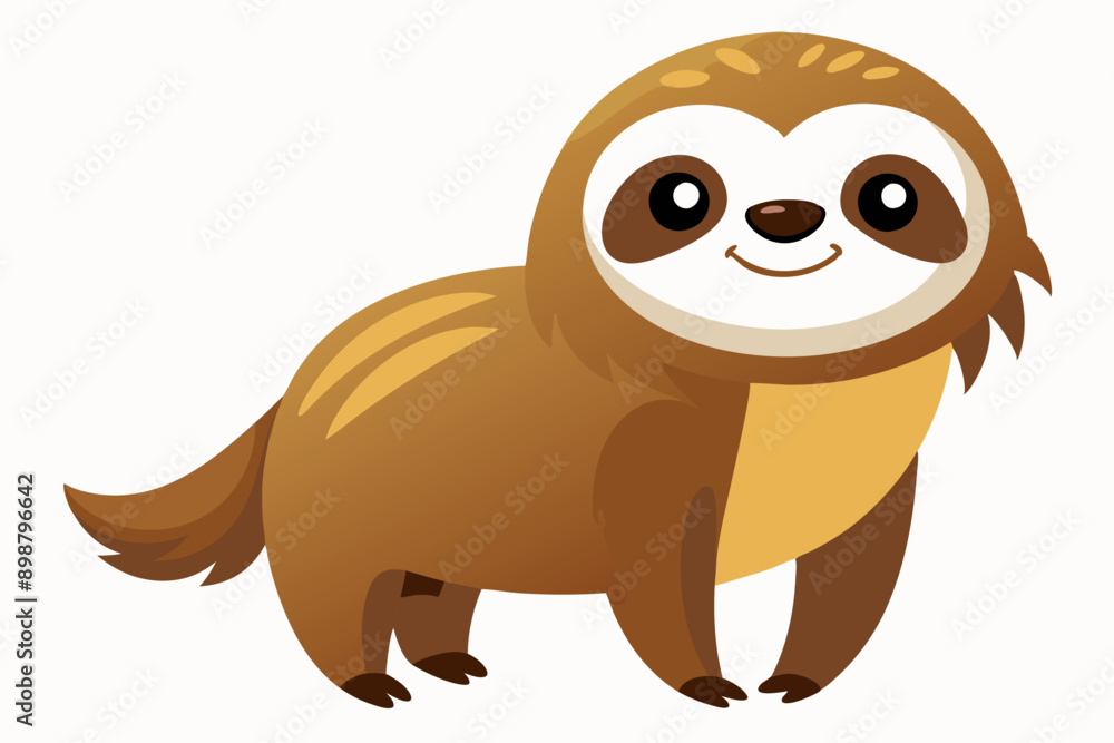 Obraz premium Funny Sloth Vector Illustration Cartoon Clipart Line Art Design, Funny sloth illustration with white background, perfect for vector, cartoon, clipart, and line art designs