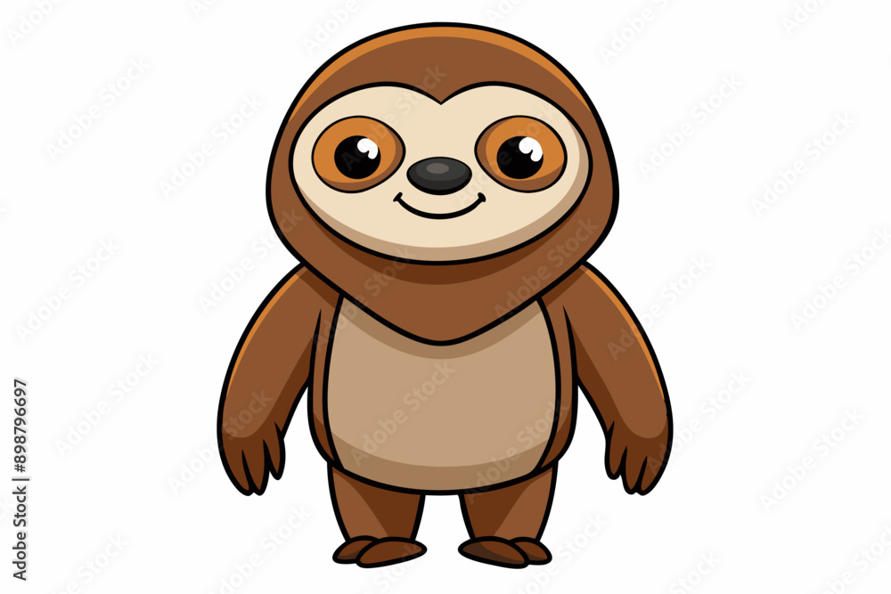 Fototapeta premium Funny Sloth Vector Illustration Cartoon Clipart Line Art Design, Funny sloth illustration with white background, perfect for vector, cartoon, clipart, and line art designs